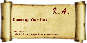 Kemény Adrián névjegykártya